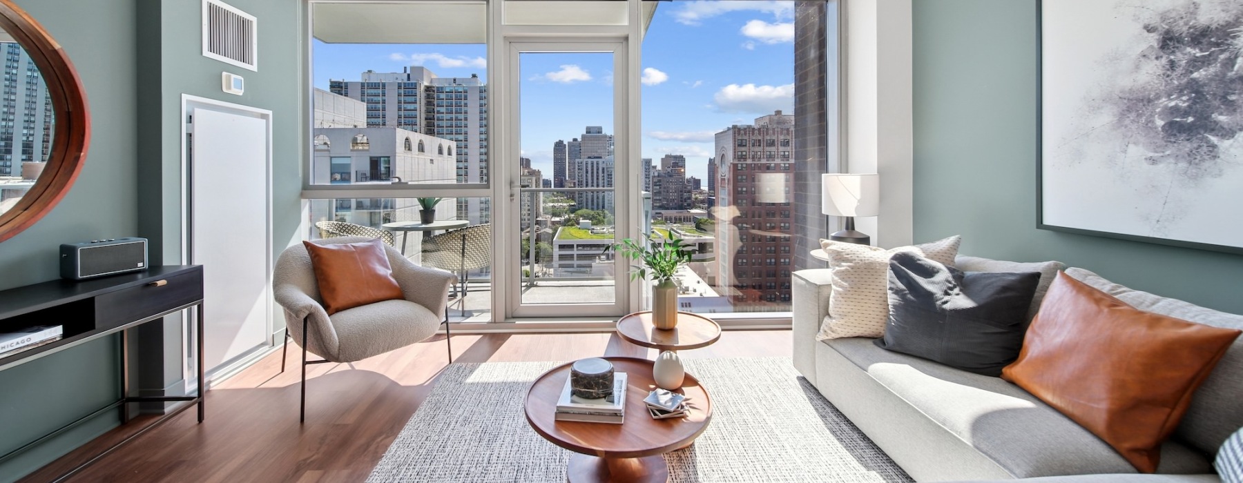 living room with furniture and windows